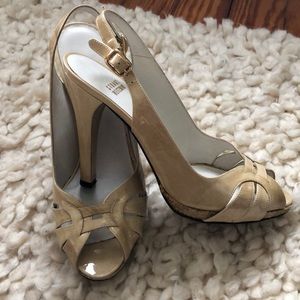 Stuart Weitzman Patent Leather Sling Back Pumps